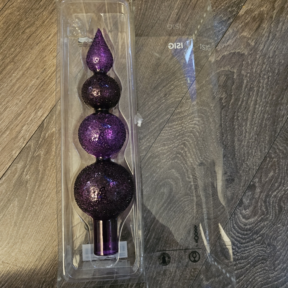 IKEA Christmas Tree Topper Spire Purple Blown Glass